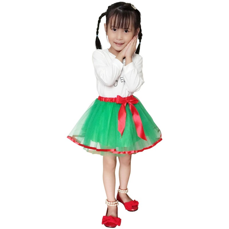 Jastore Girls Layered Party Birthday Tutu Skirt Dance Princess Ballet Dress Green Bowknot for 2-8 Years - Image 4